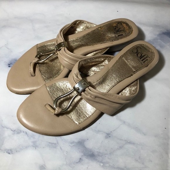 Sofft Brescia Nude Tan Block Heel Leather Sandals - Picture 2 of 8